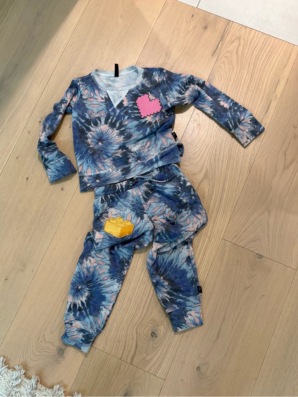 Pixielane Tie-Dye Set with Pink Heart and Yellow Patch